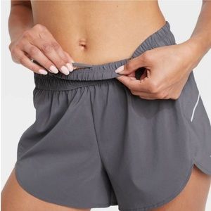 All In Motion Gray Lined Mid Rise Running Athletic Shorts